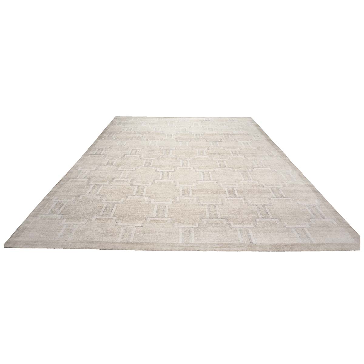Nepalese Modern Wool & Silk 12X15 Beige, Ivory & Grey Area Rug #1143905 image 4