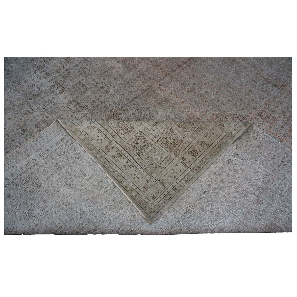 Antique Shabby Chic Persian Tabriz 13X18 Tan Area Rug #1142928 image 18