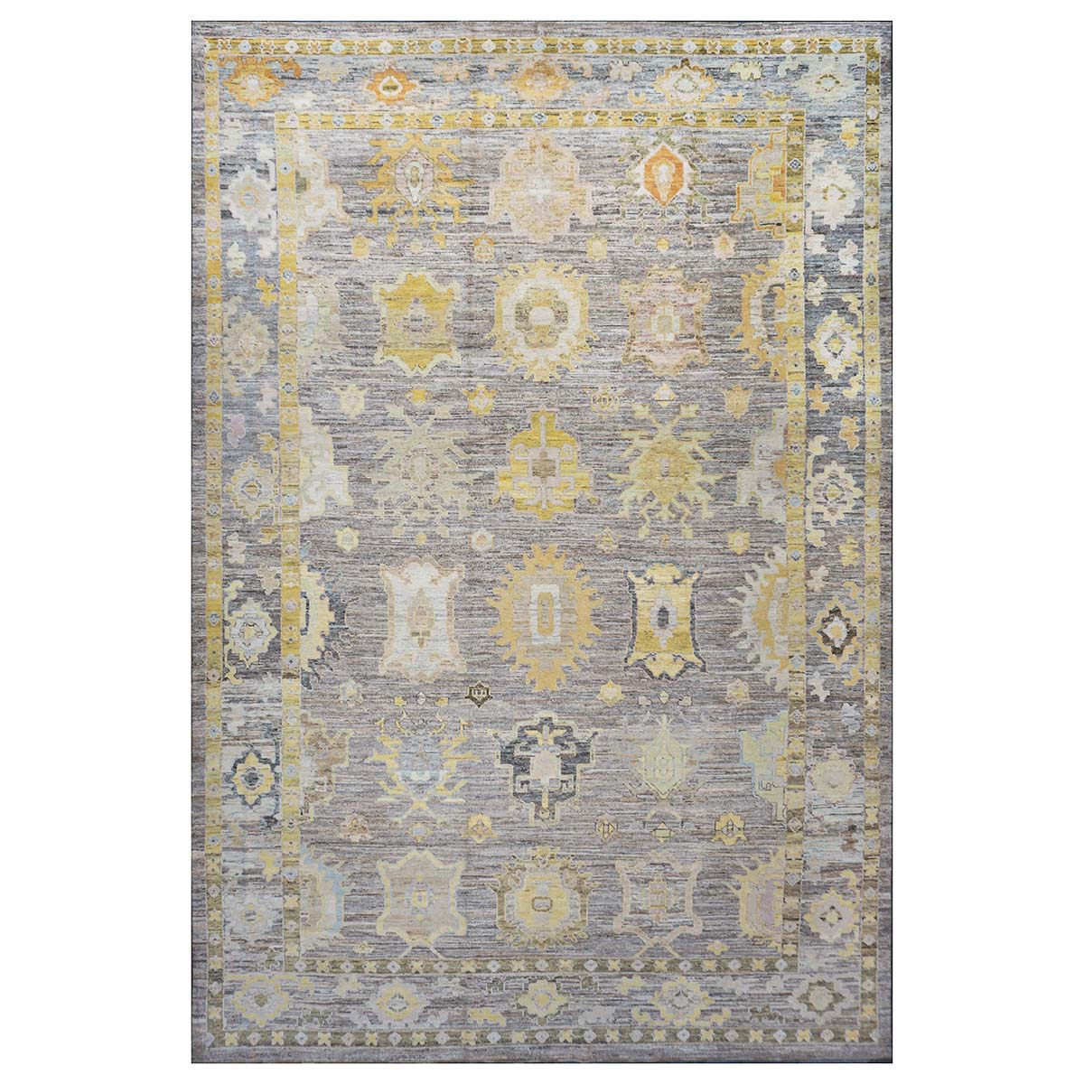 21st Century Turkish Oushak 10X16 Gold, Ivory & Gray Handmade Area Rug #1144099 image 0
