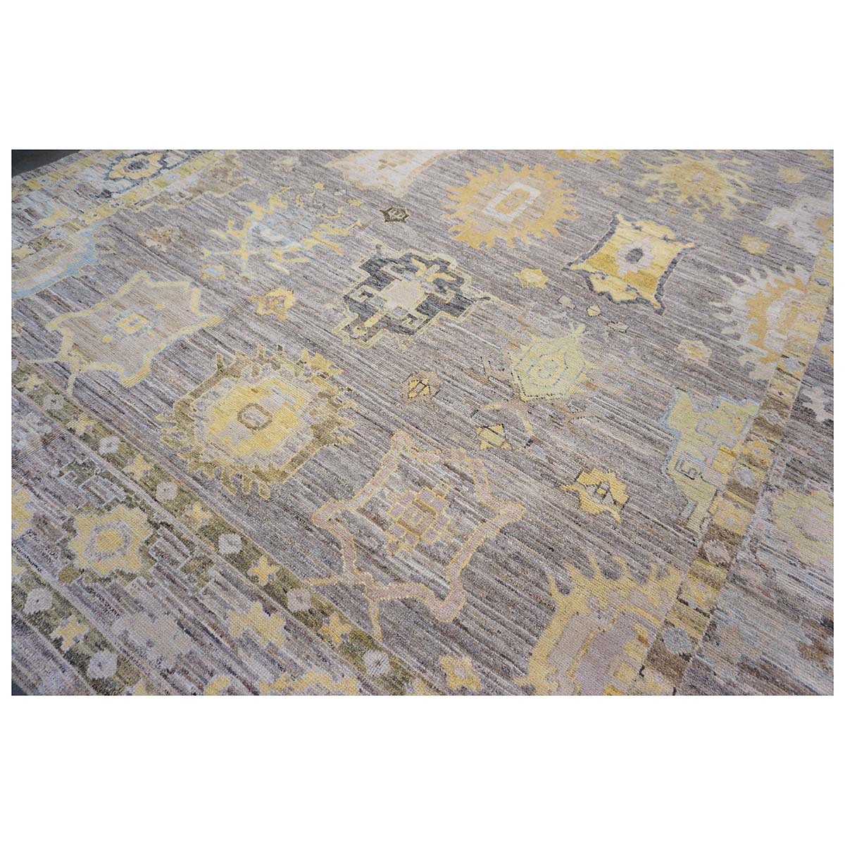 21st Century Turkish Oushak 10X16 Gold, Ivory & Gray Handmade Area Rug #1144099 image 2