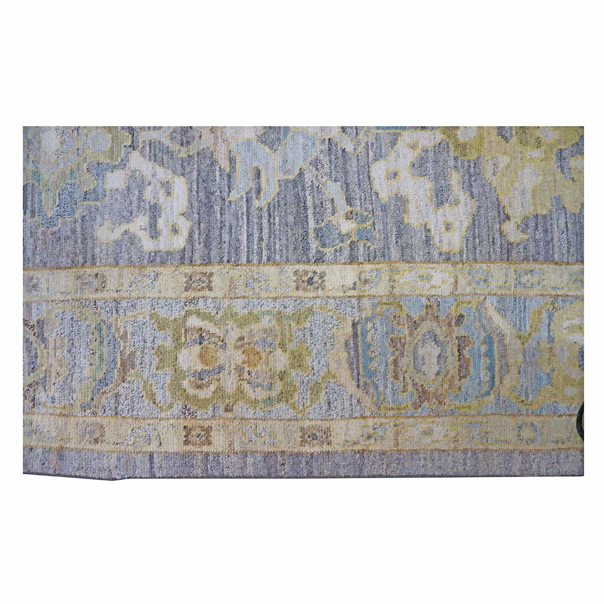 21st Century Turkish Oushak 9X13 Gold, Ivory & Slate Blue Handmade Area Rug image 5