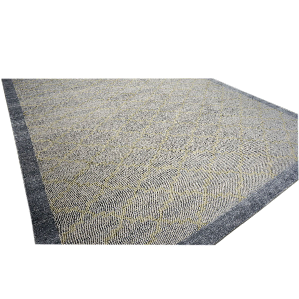 Nepalese Modern Wool & Silk 10X14 Slate Blue & Light Green Handmade Area Rug #1143599 image 7