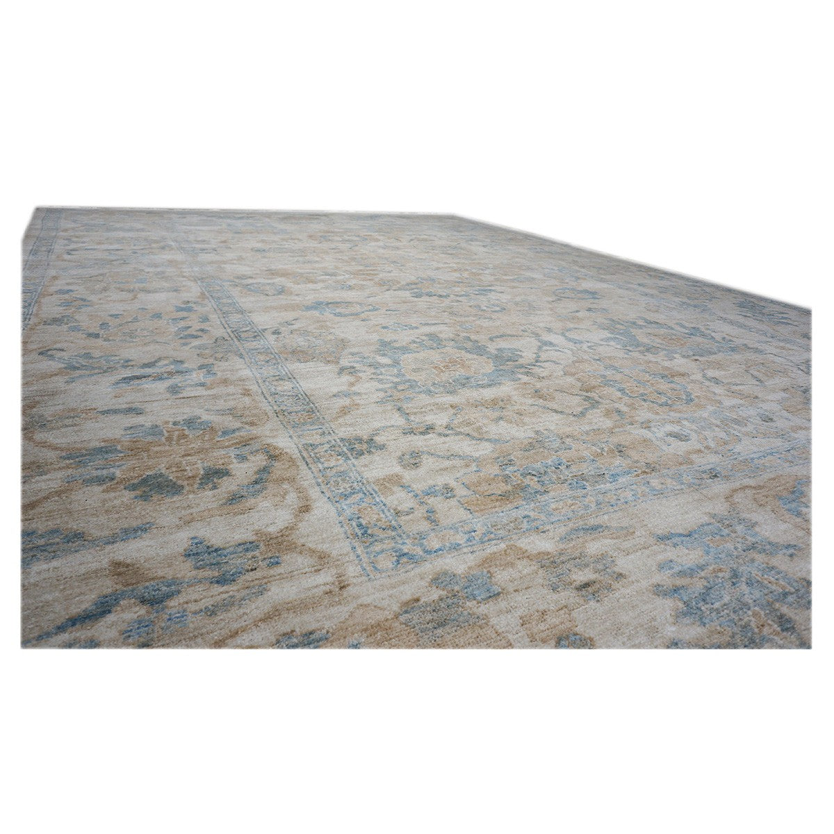 Persian Sultanabad 10X14 Ivory and Blue Handmade Persian Rug #1141091 image 3