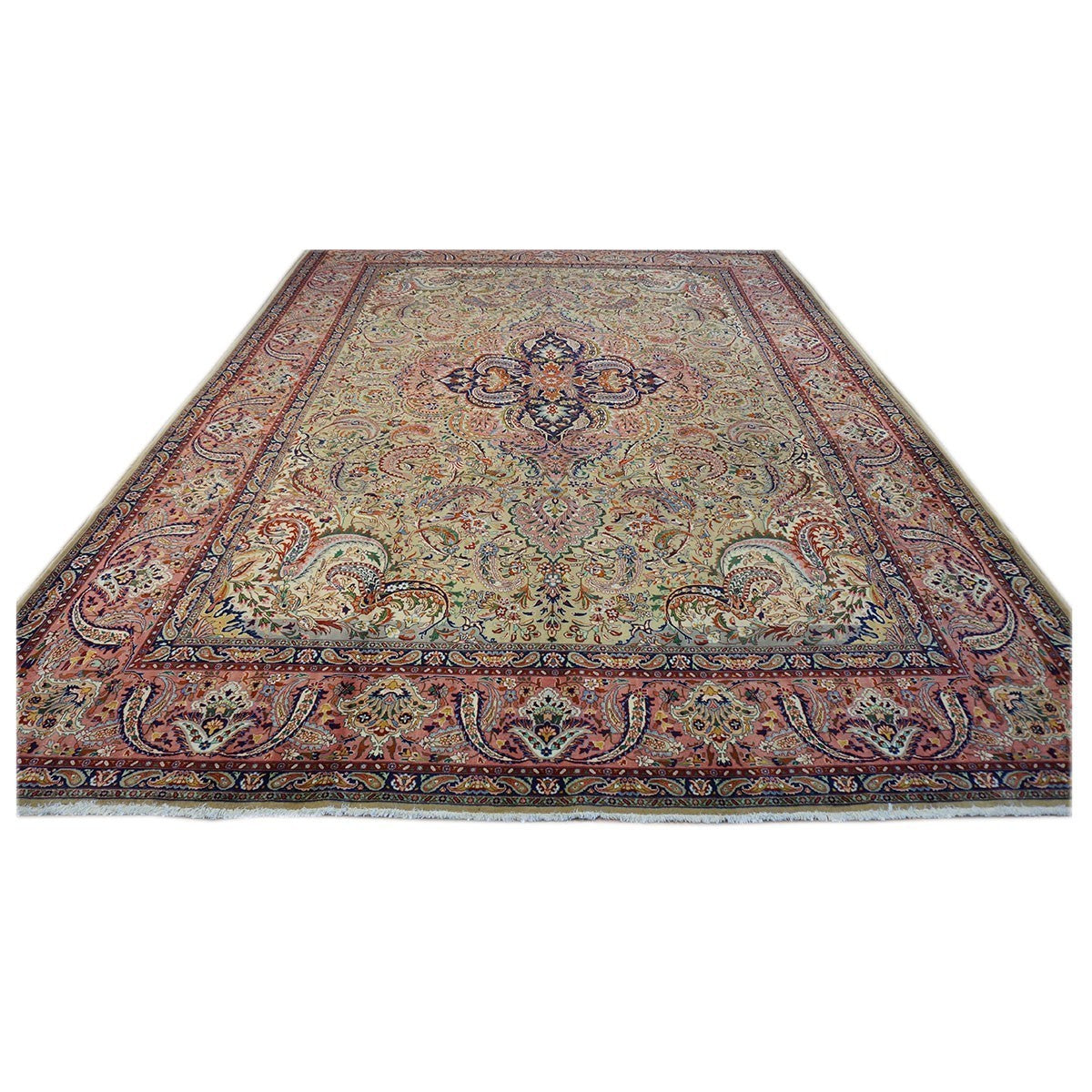 Antique Persian Tabriz Pahlavi 10x13 Taupe, Salmon, & Navy Area Rug #9902222 image 3