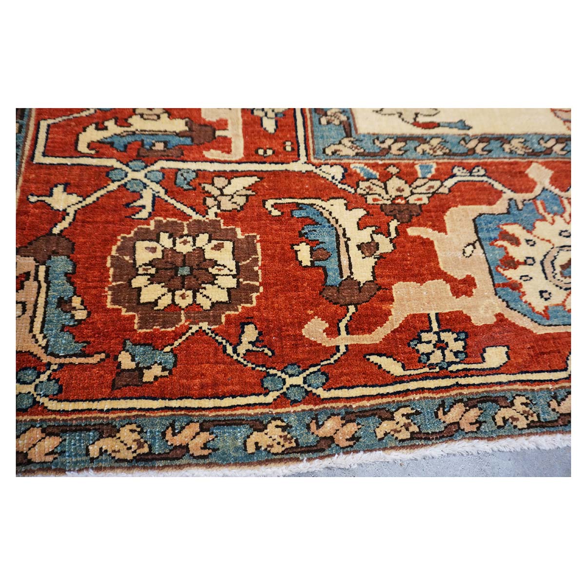 Persian Serapi 8x11 Rust, Ivory, & Blue Antique Recreation Handmade Area Rug #1141242 image 10