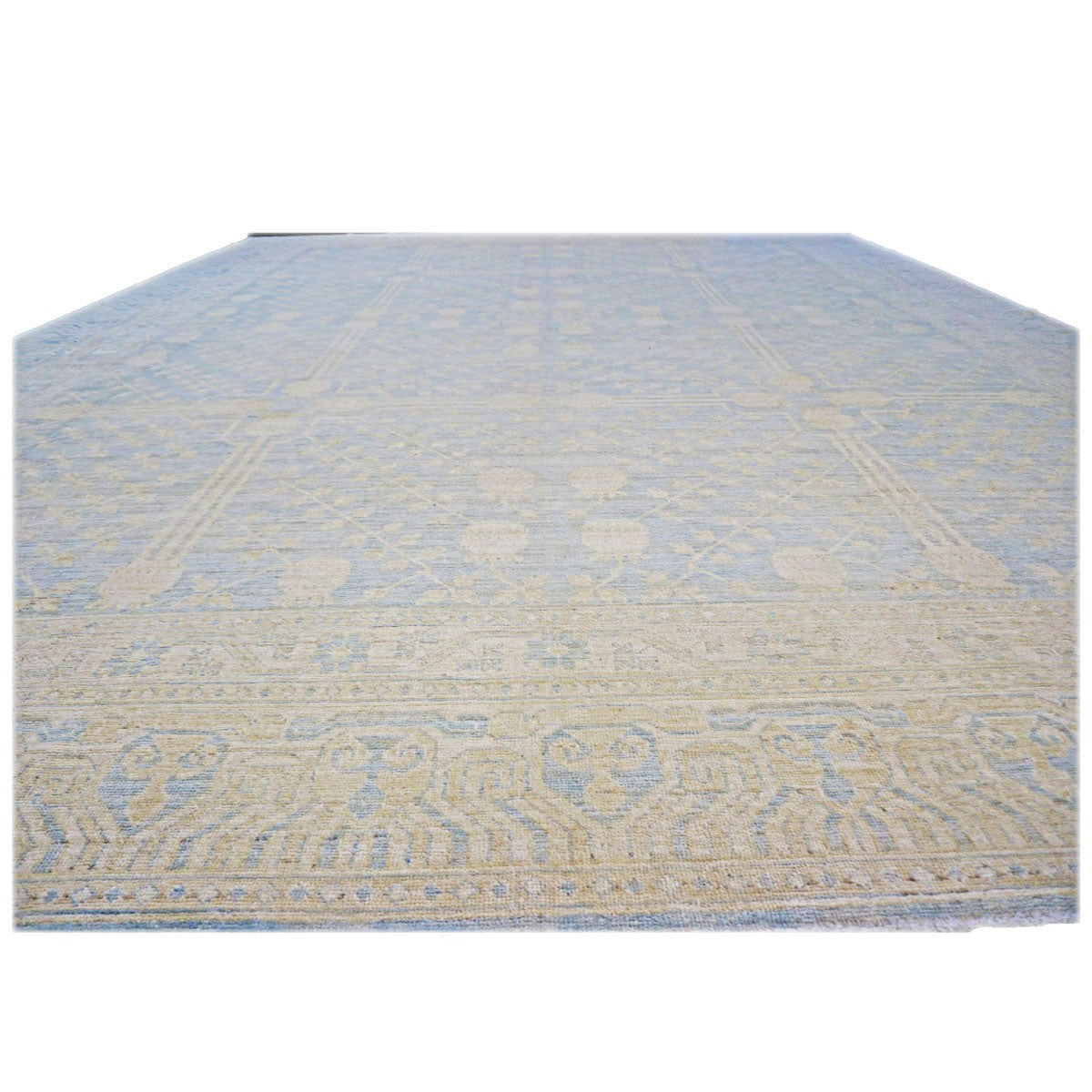 Afghan Khotan 11X14 Ivory & Blue Handmade Area Rug #1142201 image 3