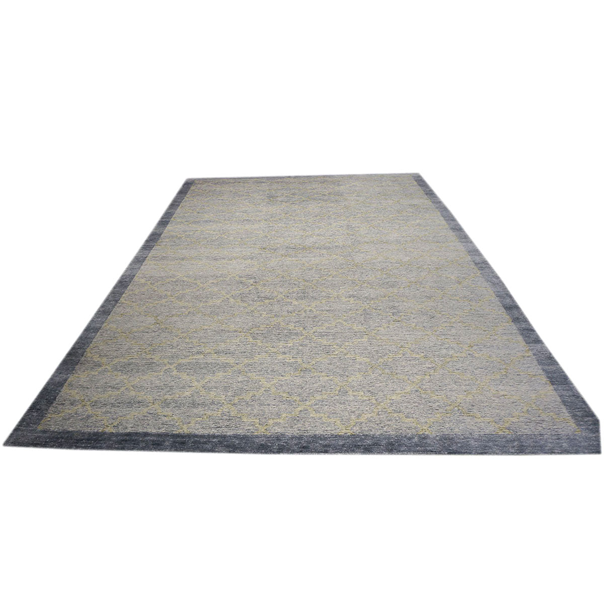 Nepalese Modern Wool & Silk 10X14 Slate Blue & Light Green Handmade Area Rug #1143599 image 5