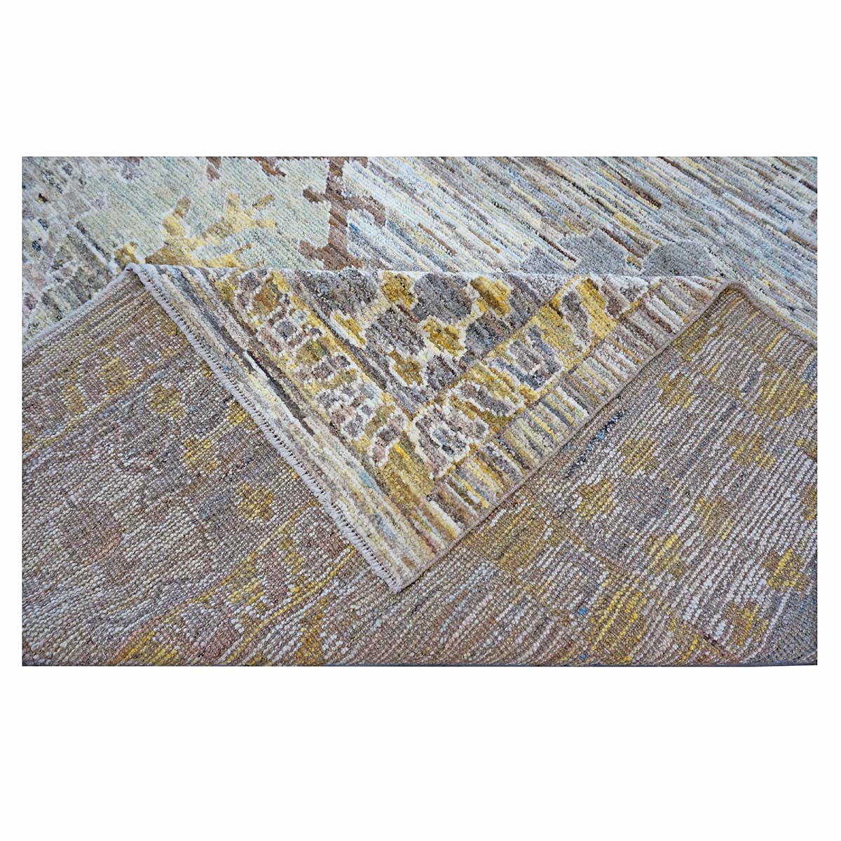 21st Century Turkish Oushak 11X15 Gold, Gray& Slate Blue Handmade Area Rug #1144128 image 13