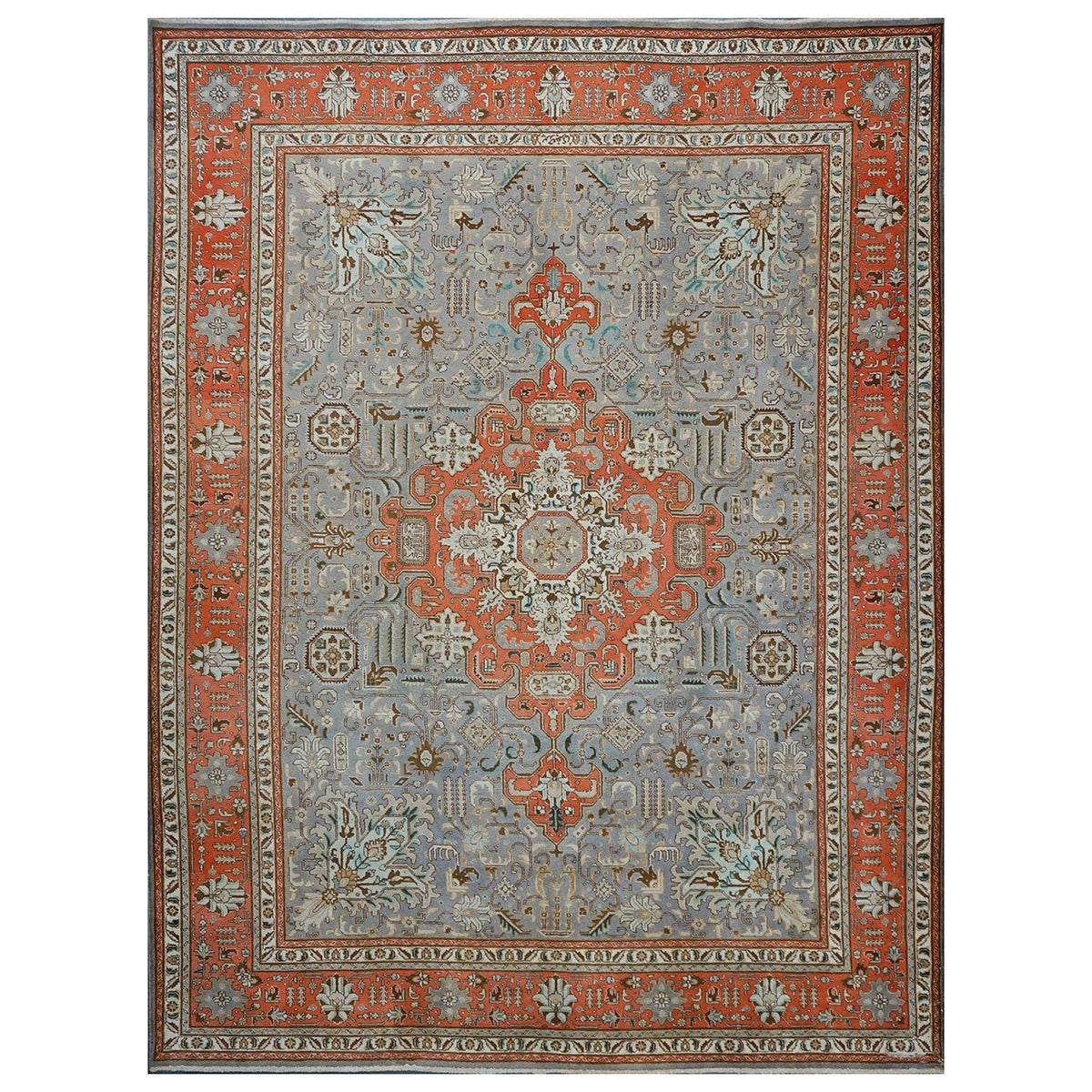 Antique Persian Tabriz 10X13 Grey & Orange Area Rug #9901239 image 0