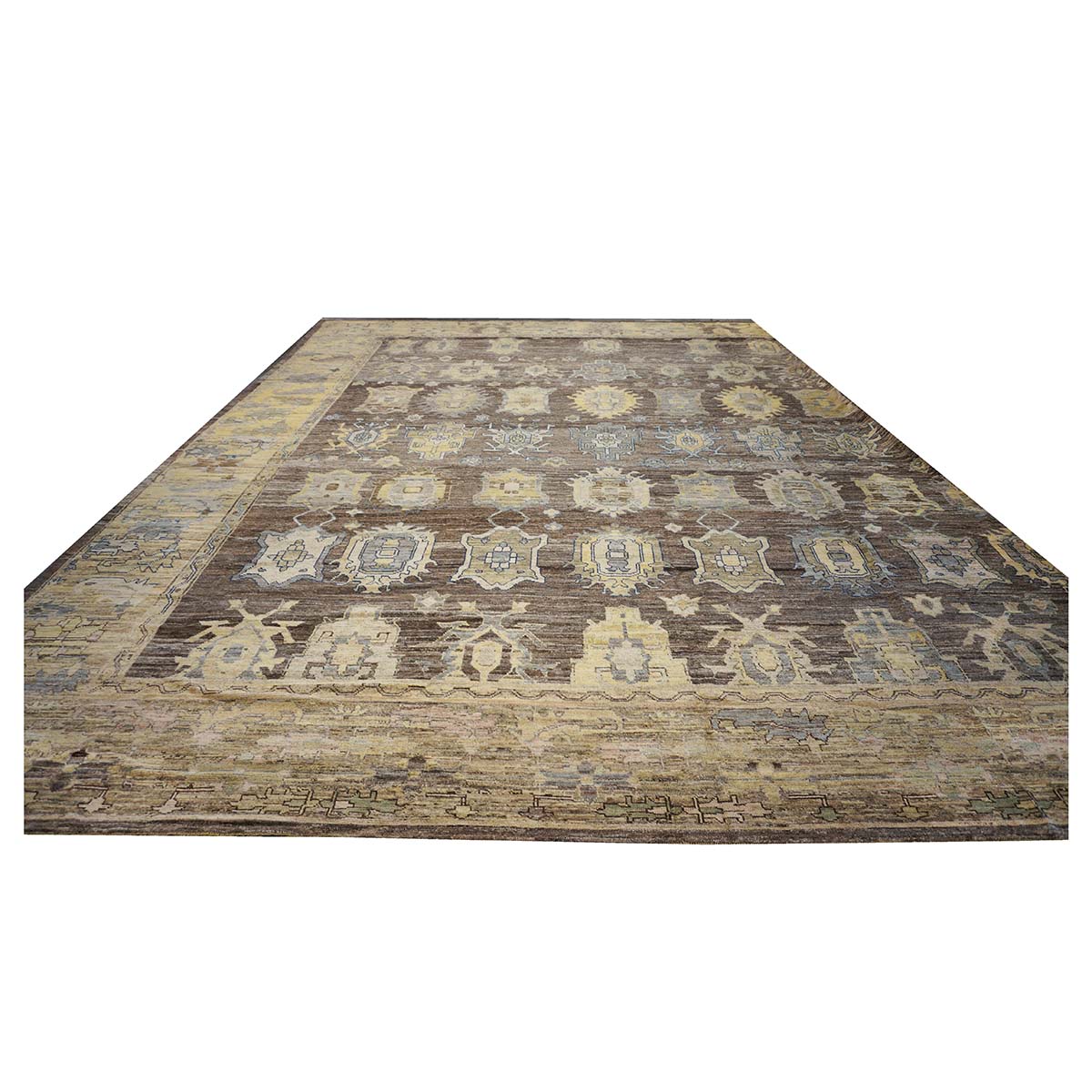21st Century Large Square Turkish Oushak 19x20 Brown & Gold Handmade Area Rug #1144068 image 3