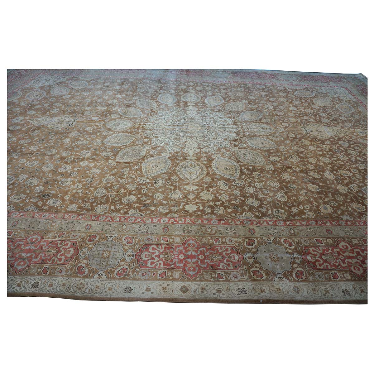 Antique Persian Tabriz 13X20 Brown & Salmon Oversized Area Rug #9902107 image 13