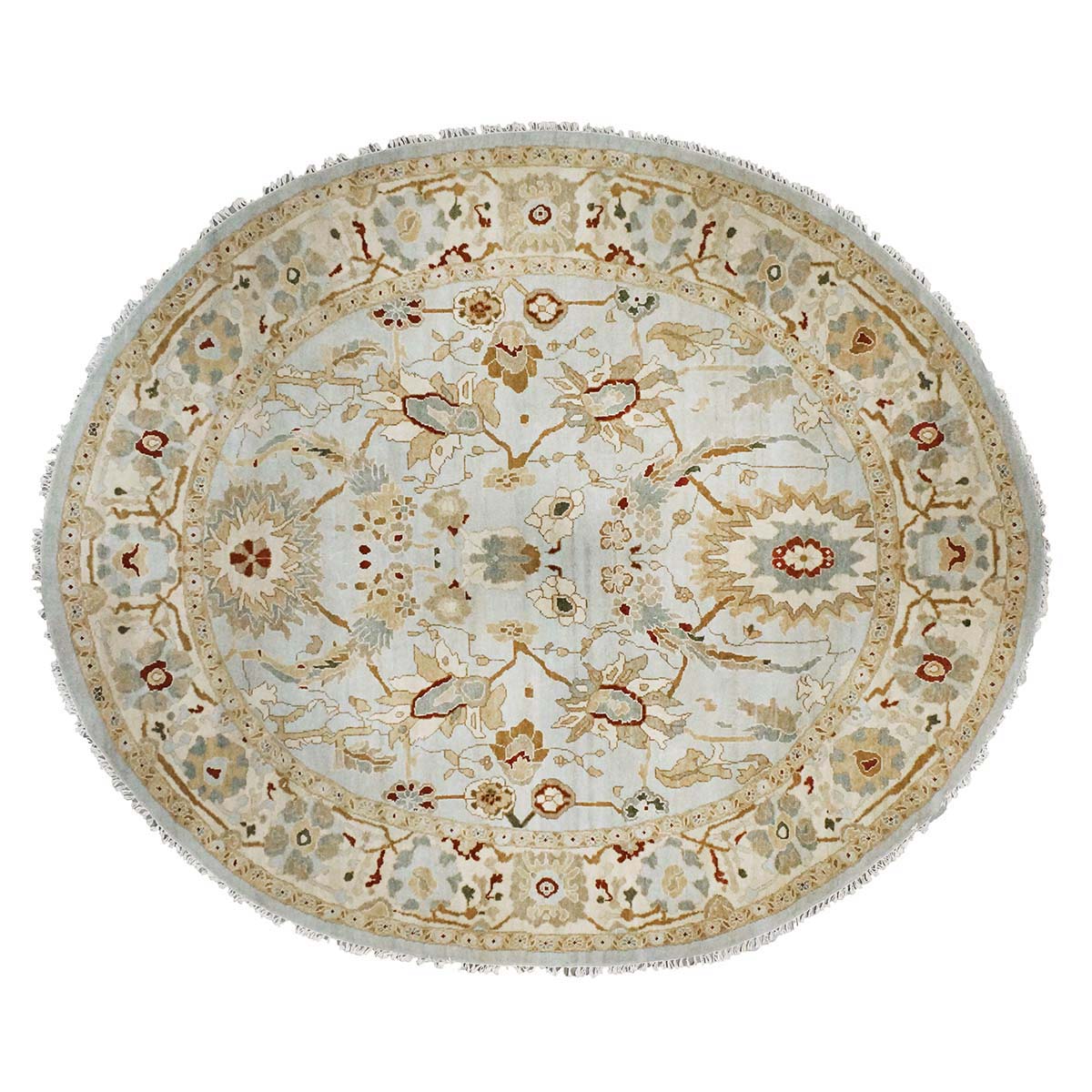 Light Blue Oval 8x10 Sultanabad Wool Rug #9902749 image 0