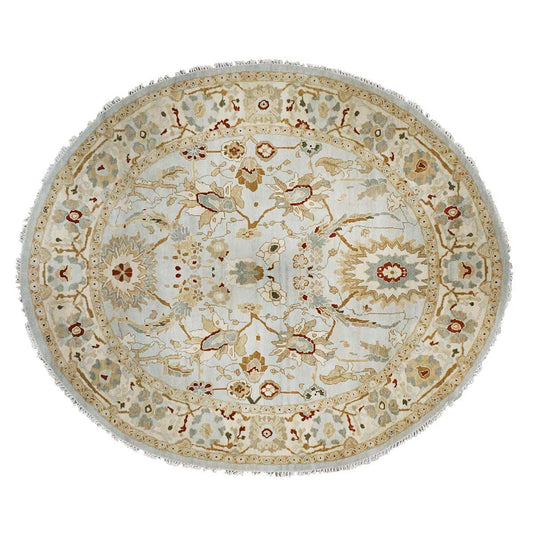 Light Blue Oval 8x10 Sultanabad Wool Rug #9902749 image 0