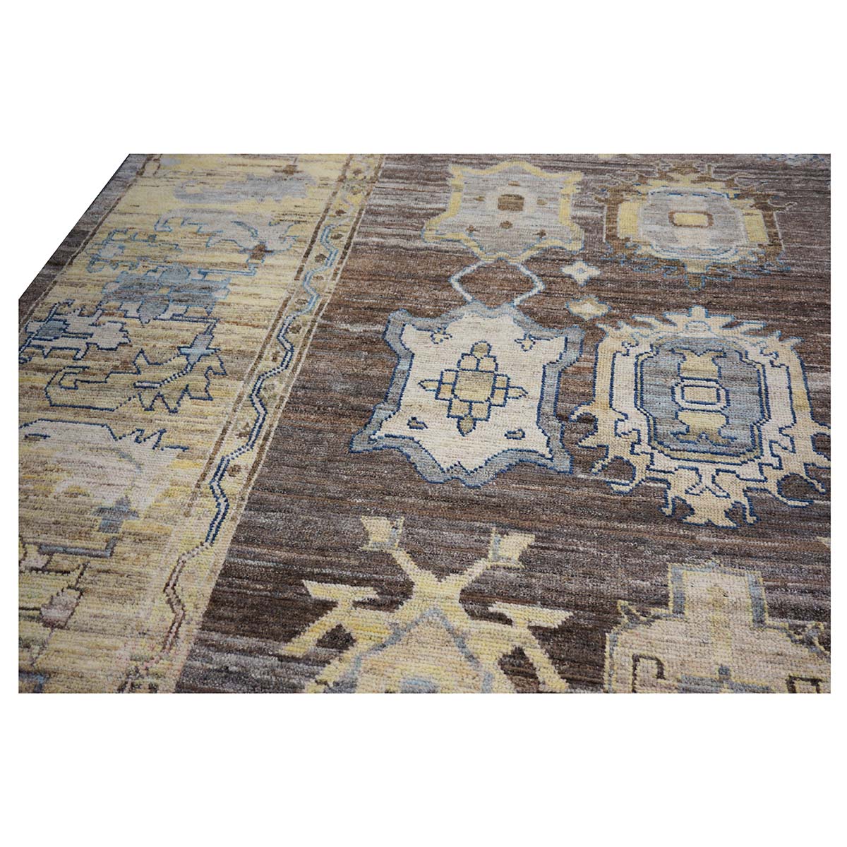 21st Century Large Square Turkish Oushak 19x20 Brown & Gold Handmade Area Rug #1144068 image 9
