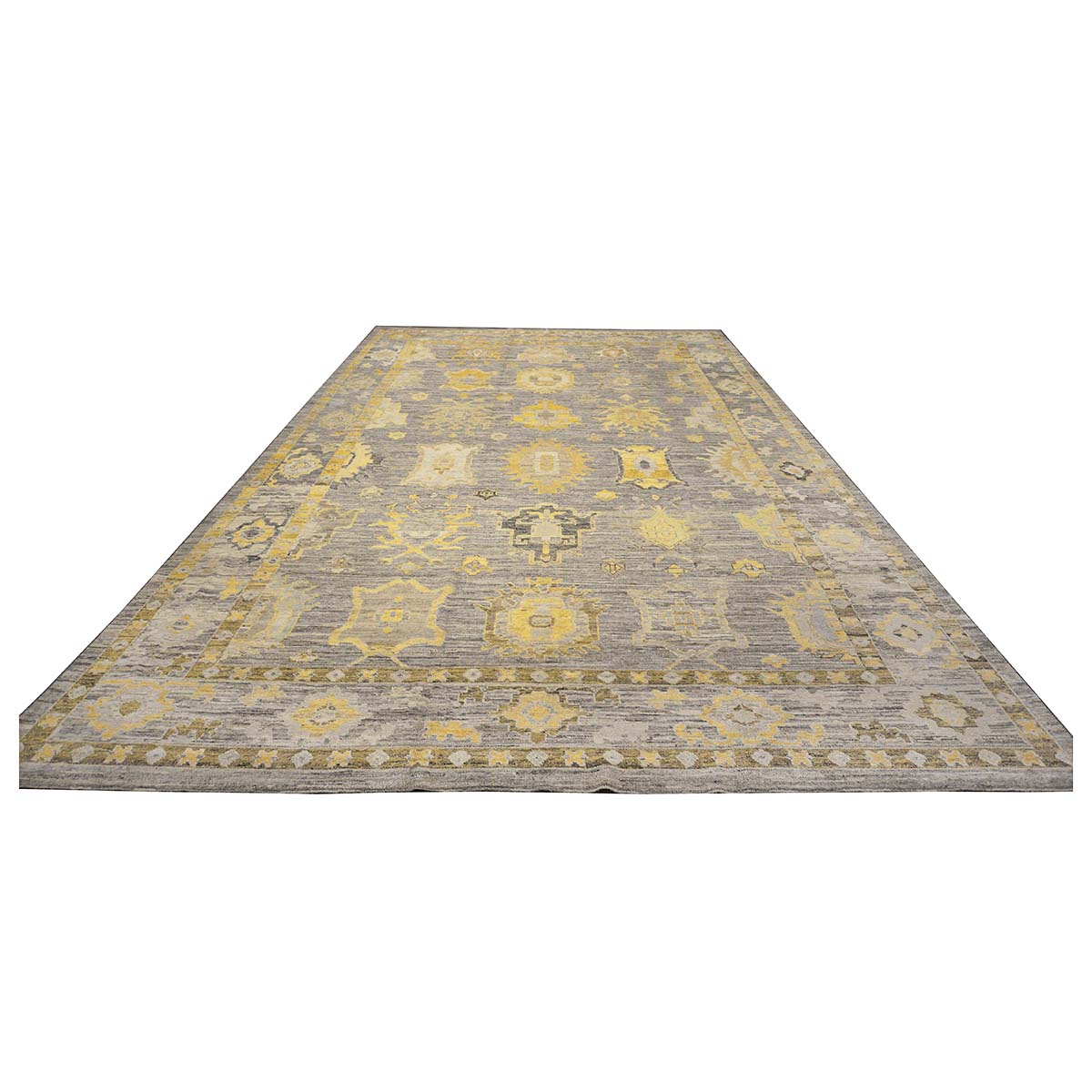 21st Century Turkish Oushak 10X16 Gold, Ivory & Gray Handmade Area Rug #1144099 image 1