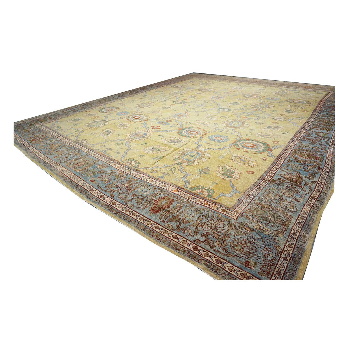 1880s Antique Persian Sultanabad Wool Rug 16x19 Tan Area Rug #1142157 image 4