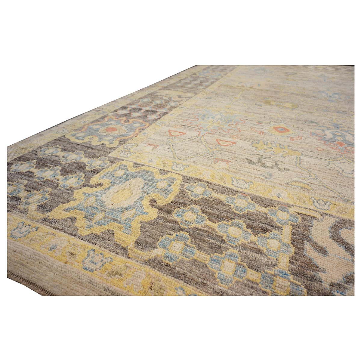 21st Century Turkish Oushak 10X14 Ivory, Slate Blue& Khaki Handmade Area Rug #1144095 image 11