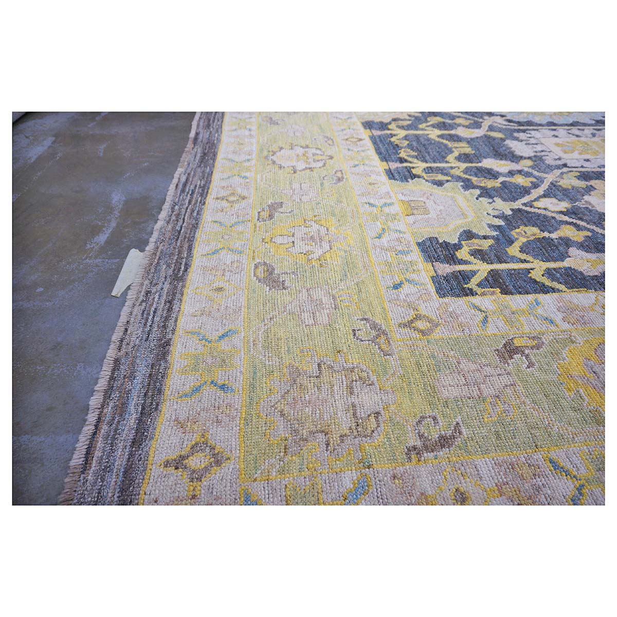 21st Century Turkish Oushak 14X20 Slate Blue, Gray & Ivory Handmade Area Rug #1144091 image 6