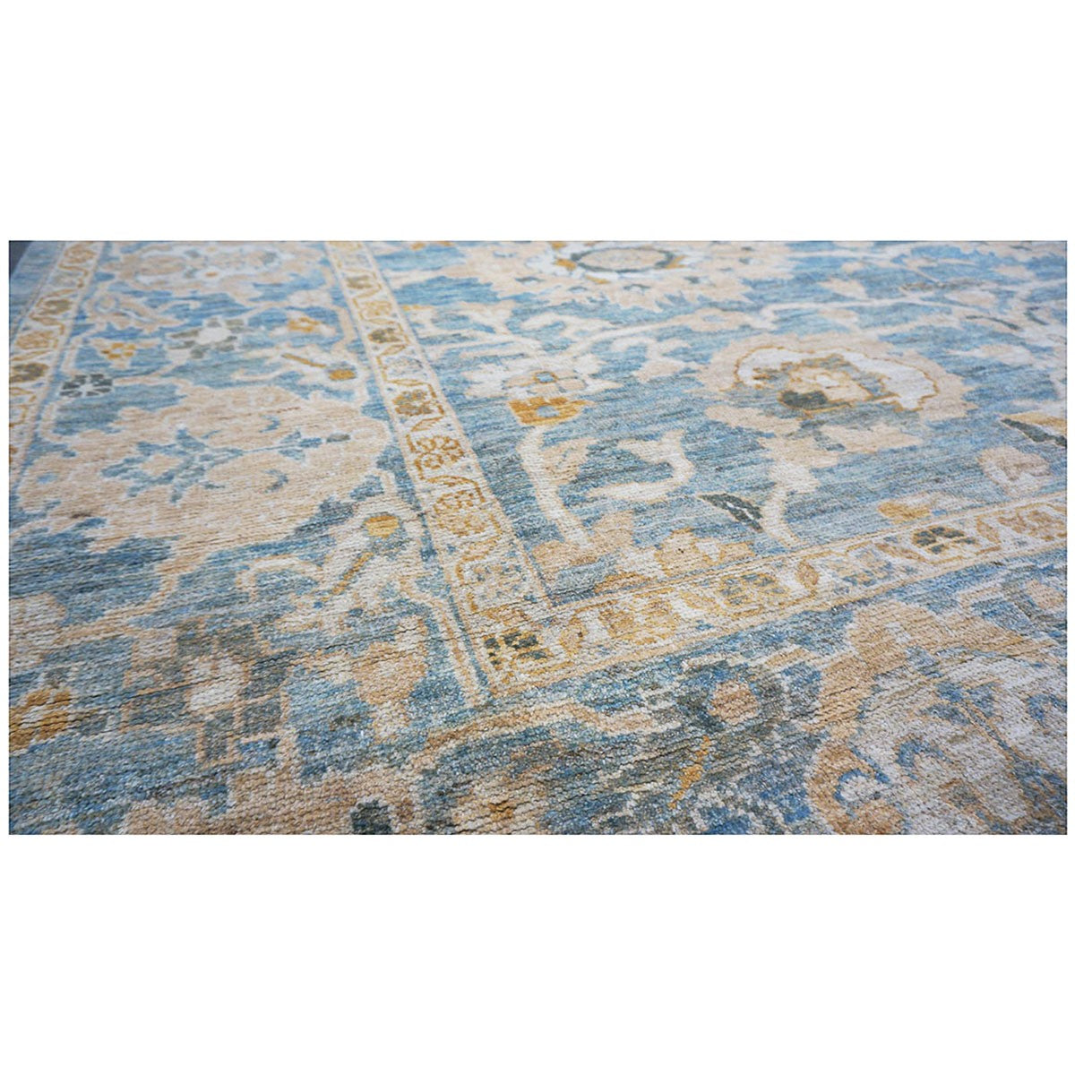 Persian Sultanabad 9x12 Blue & Tan Handmade Area Rug #1142976 image 6