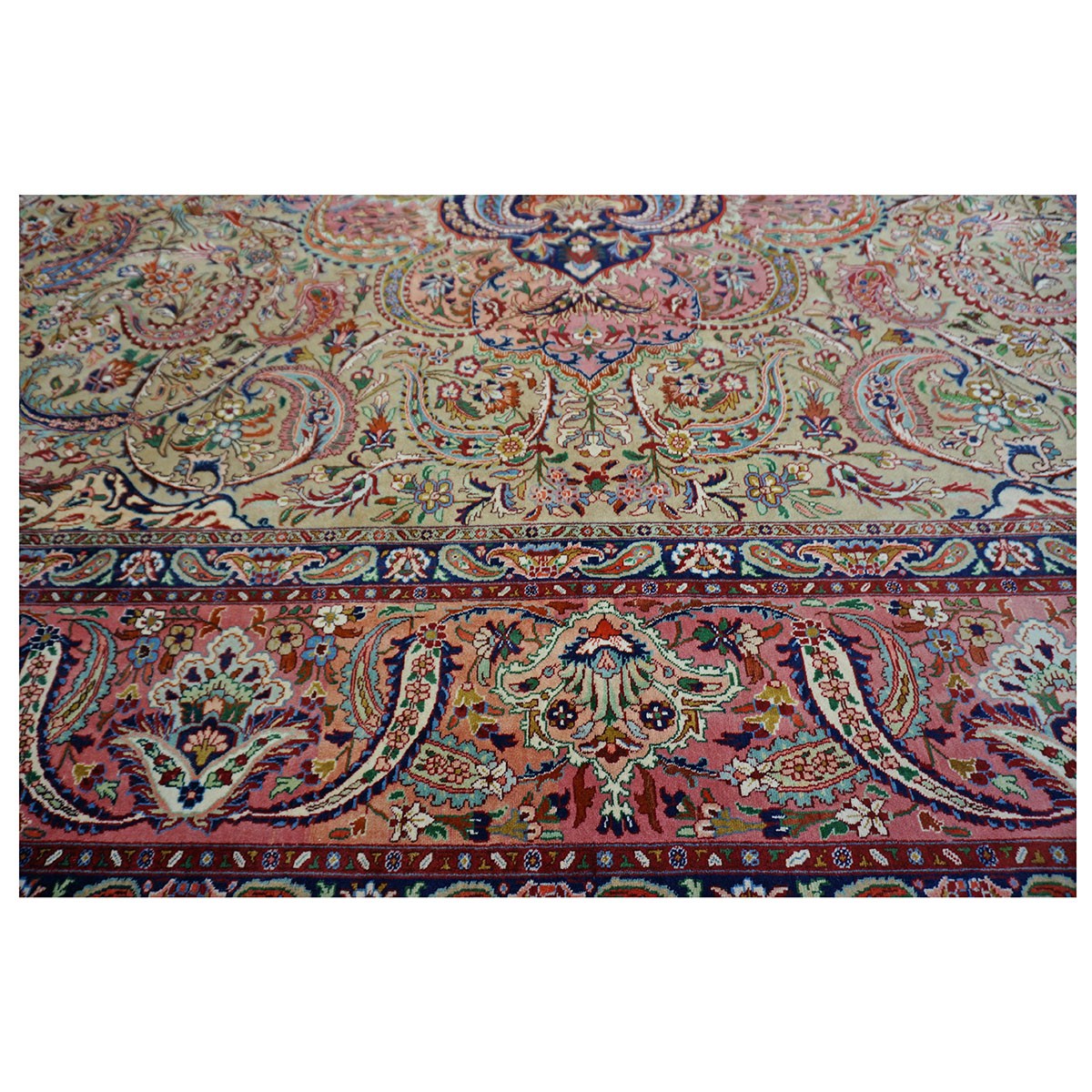 Antique Persian Tabriz Pahlavi 10x13 Taupe, Salmon, & Navy Area Rug #9902222 image 7