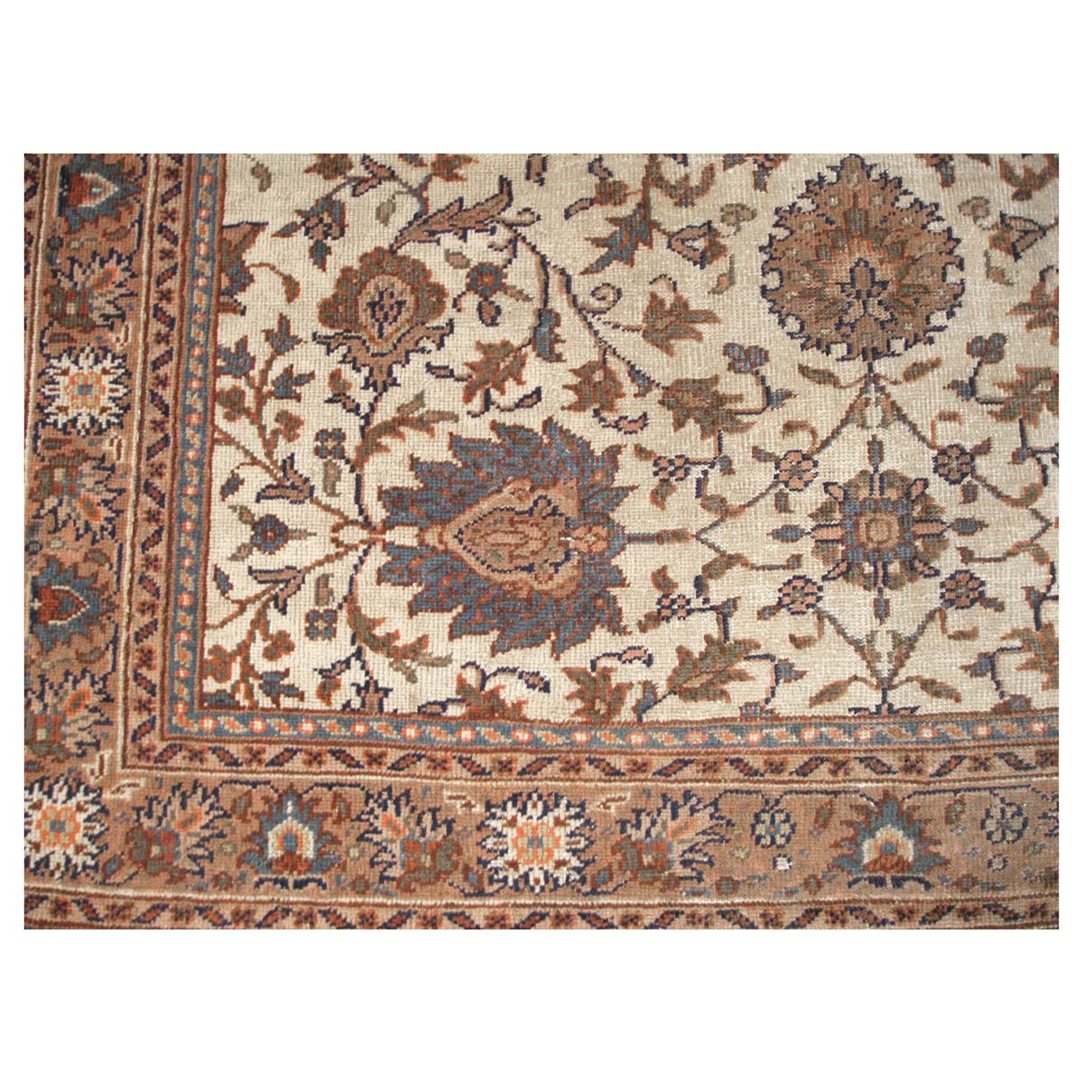 Antique Persian Mahal 7x10 Ivory, Tan, & Blue Handmade Rug #1142818 image 3