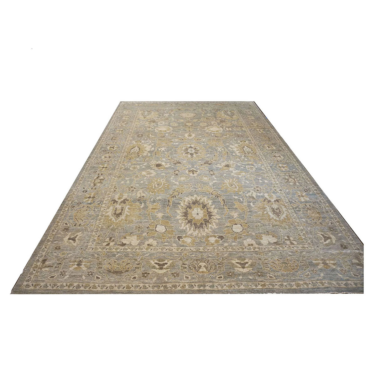 Oversized Persian Sultanabad Master 12x18 Blue, Grey, & Tan Handmade Area Rug #1143042 image 1