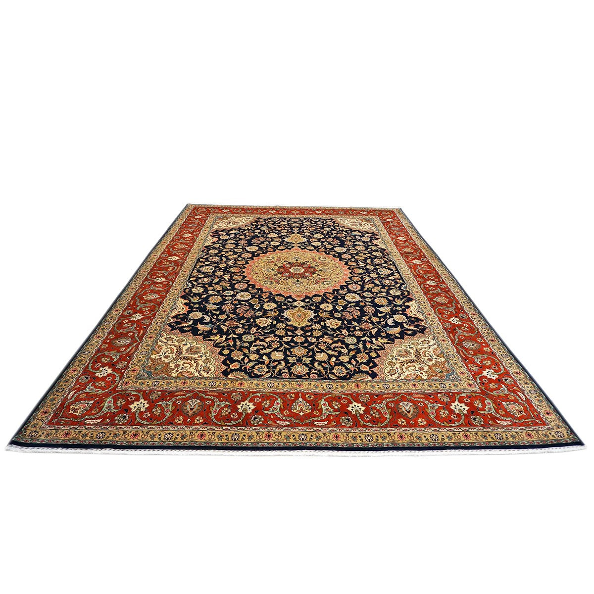 Antique Persian Tabriz 10x13 Navy & Rust Handmade Area Rug #1143896 image 4