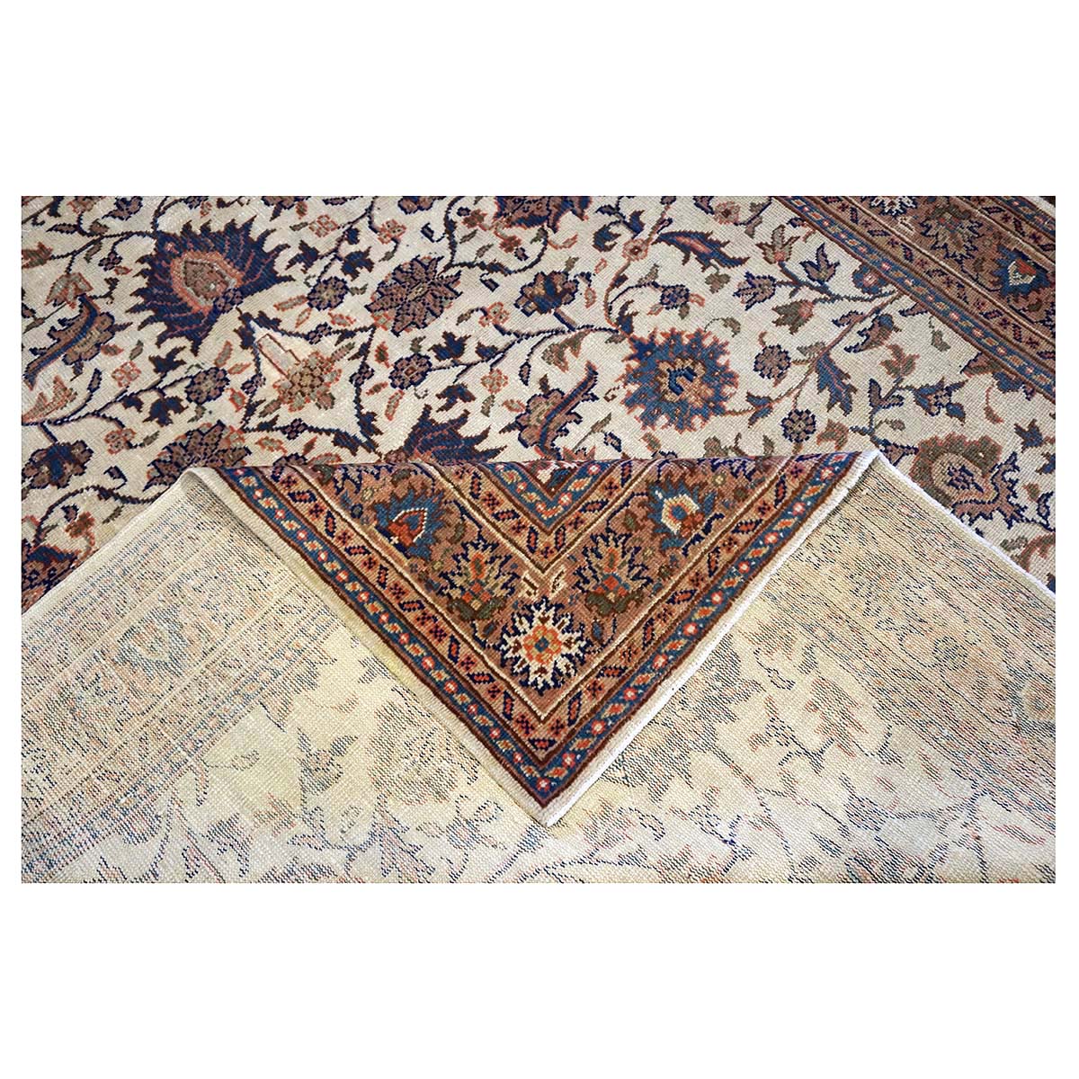 Antique Persian Mahal 7x10 Ivory, Tan, & Blue Handmade Rug #1142818 image 4