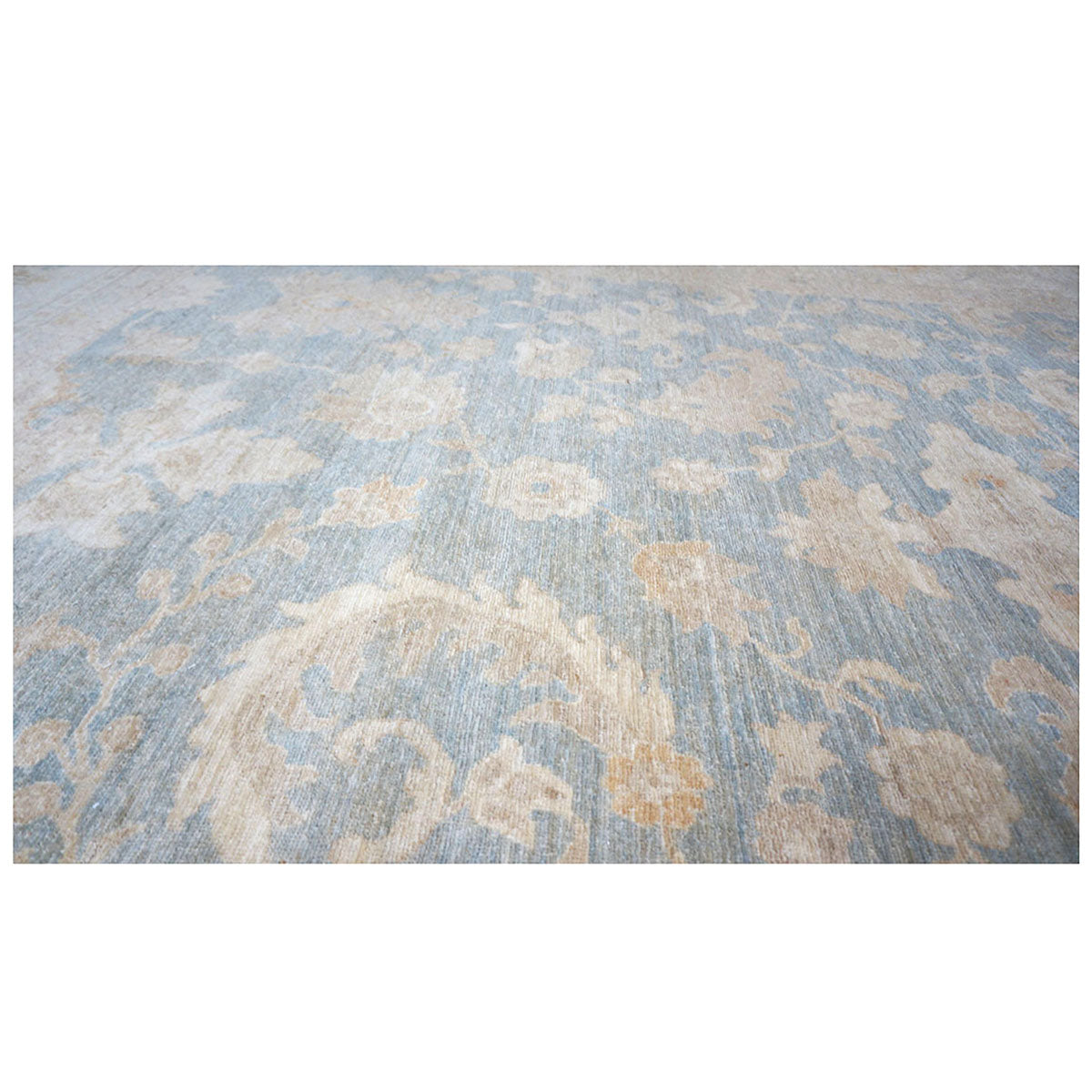 Afghan Oushak 12x15 Blue & Ivory Handmade Area Rug #1142741 image 6