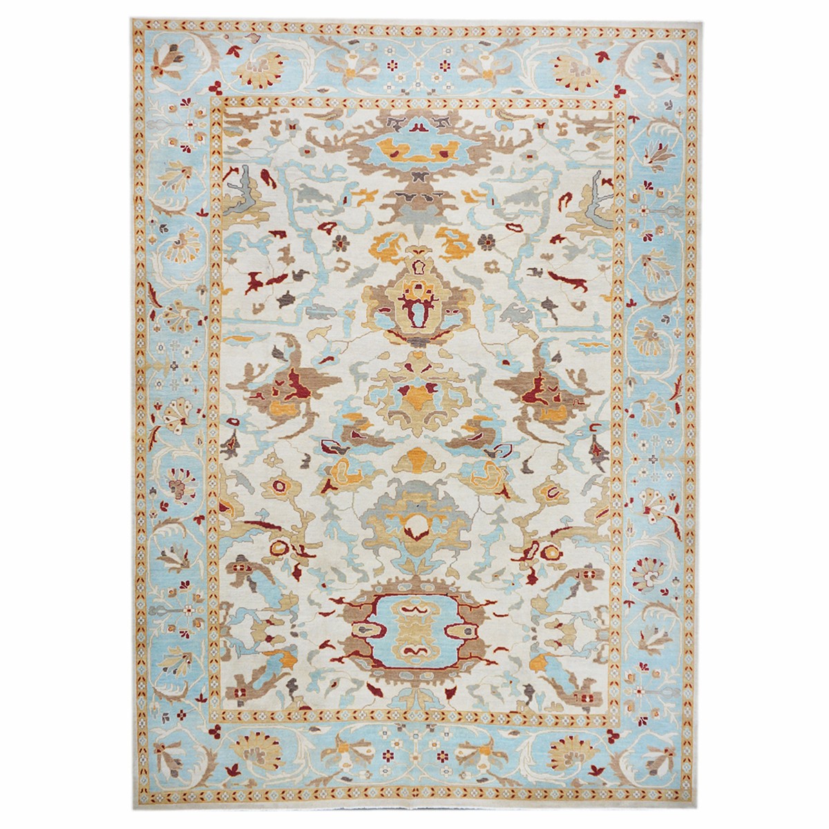 Sultanabad Master 10x14 Blue & Ivory Handmade Area Rug #1143655 image 0
