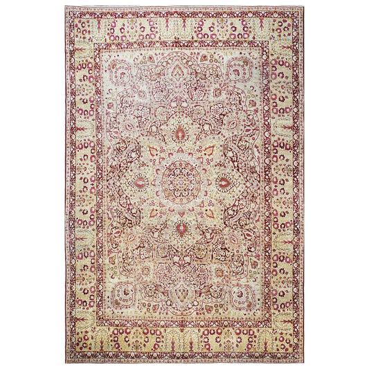 Antique Persian Kerman Lavar 11X16 Pink & Ivory Area Rug #1141138 image 0
