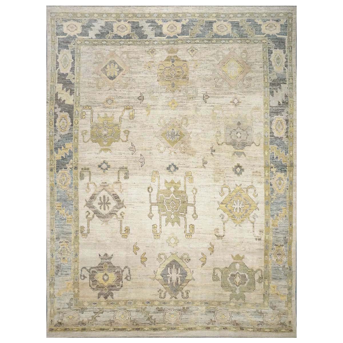 21st Century Turkish Oushak 9X13 Gold, Gray & Ivory Handmade Area Rug #1144138 image 0