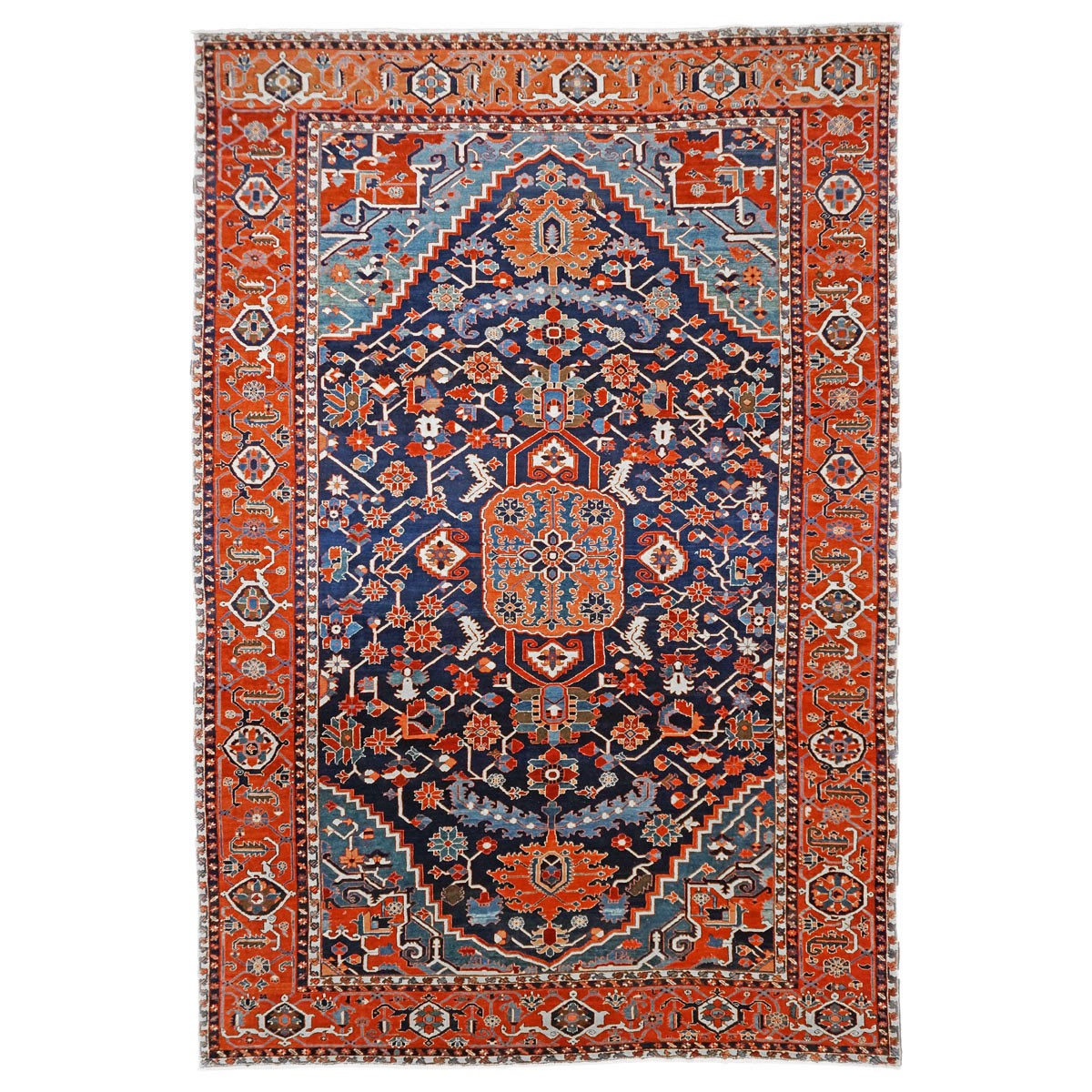 Persian Serapi 13x19 Navy Blue and Rust Oversized Rug #1143922 image 0