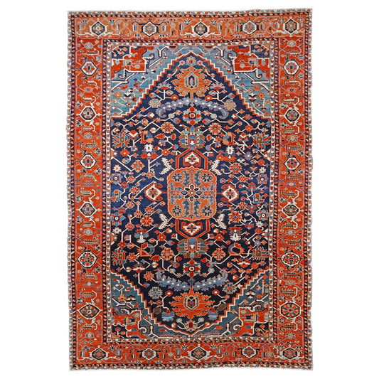 Persian Serapi 13x19 Navy Blue and Rust Oversized Rug #1143922 image 0