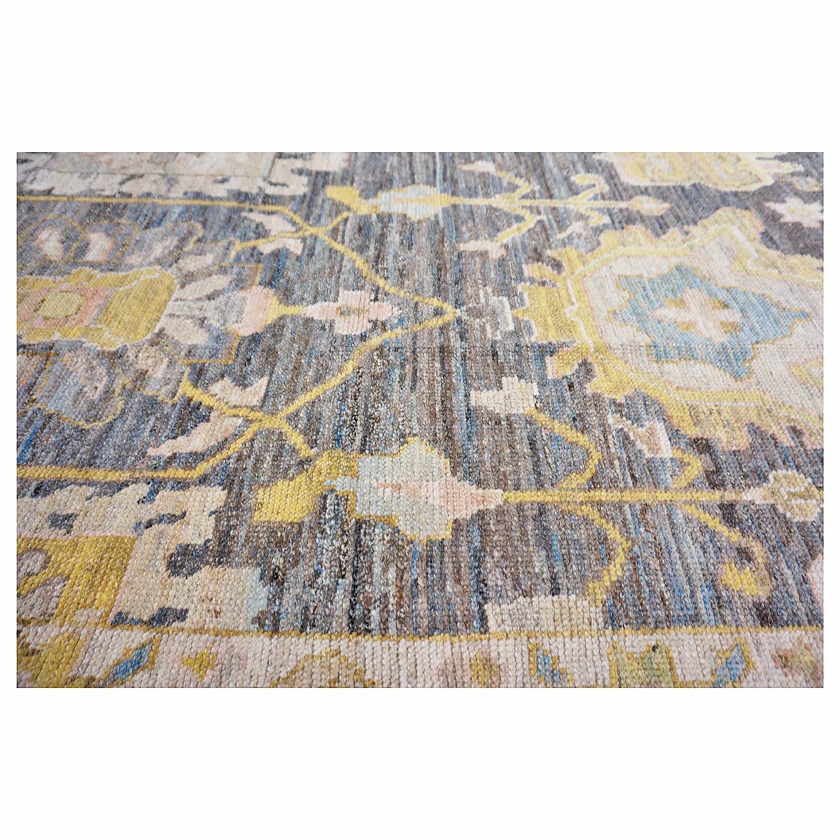 21st Century Turkish Oushak 14X20 Slate Blue, Gray & Ivory Handmade Area Rug #1144091 image 9