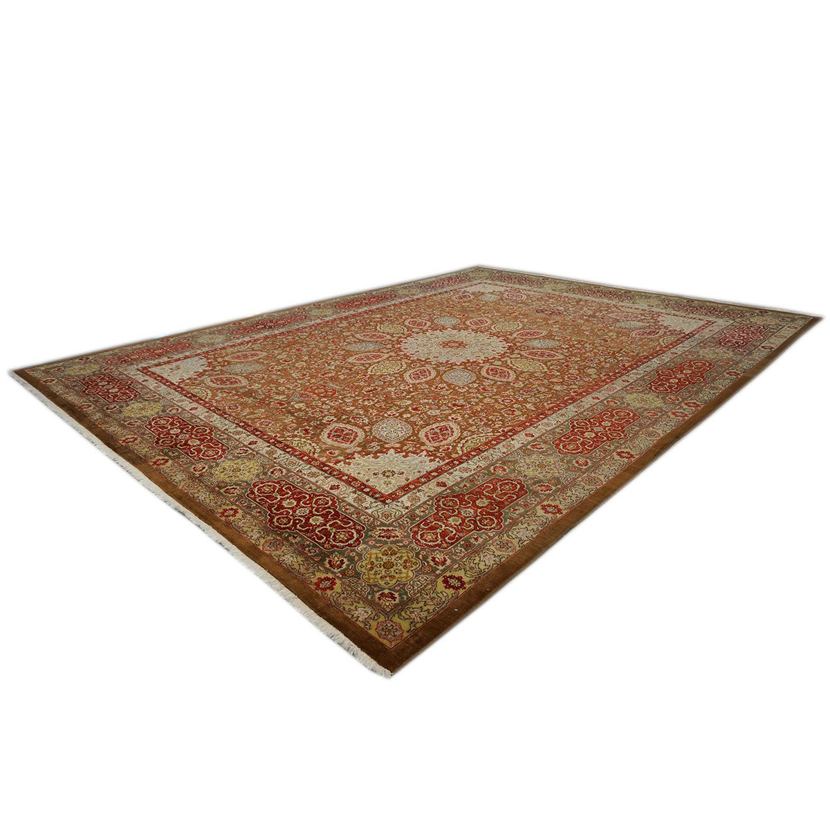 Antique Persian Tabriz 10X14 Brown, Red, & Dark Green Area Rug #9902148 image 3