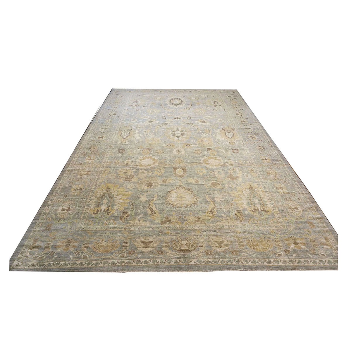 Oversized Persian Sultanabad Master 12x18 Blue, Grey, & Tan Handmade Area Rug #1143042 image 8