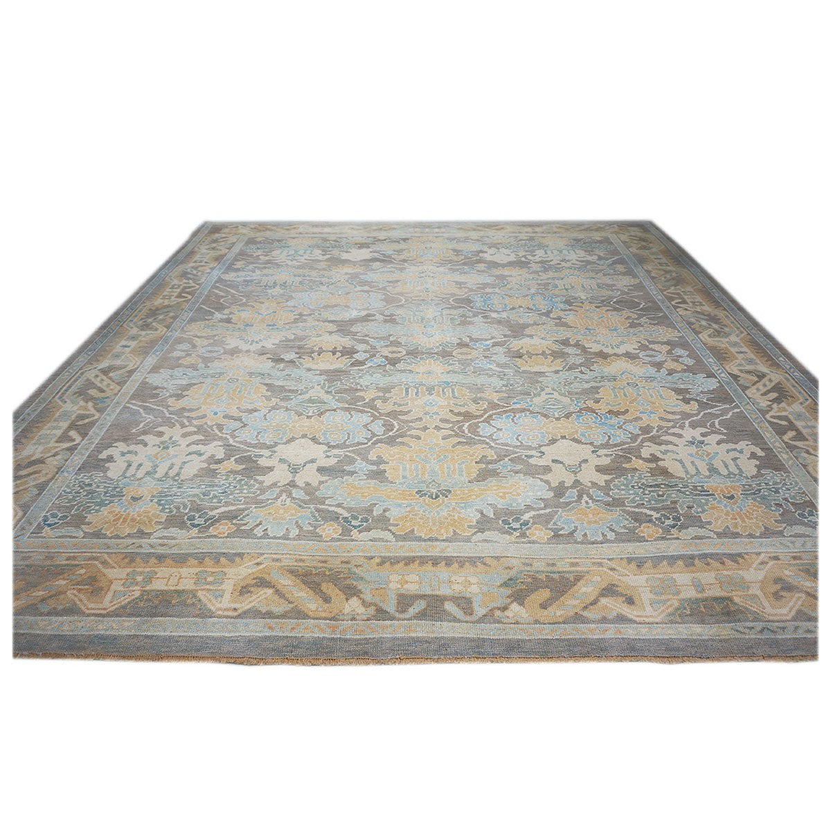 21st Century Turkish Donegal 12x12 Taupe and Blue Square Area Rug #1140522 image 7