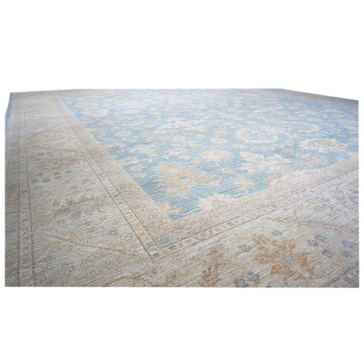 Afghan Oushak 12x15 Blue & Ivory Handmade Area Rug #1142741 image 8