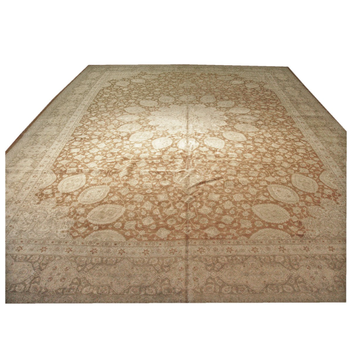Antique Persian Tabriz 11X17 Ivory & Brown Area Rug #9902157 image 1
