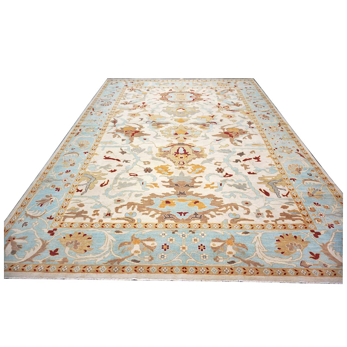Sultanabad Master 10x14 Blue & Ivory Handmade Area Rug #1143655 image 3