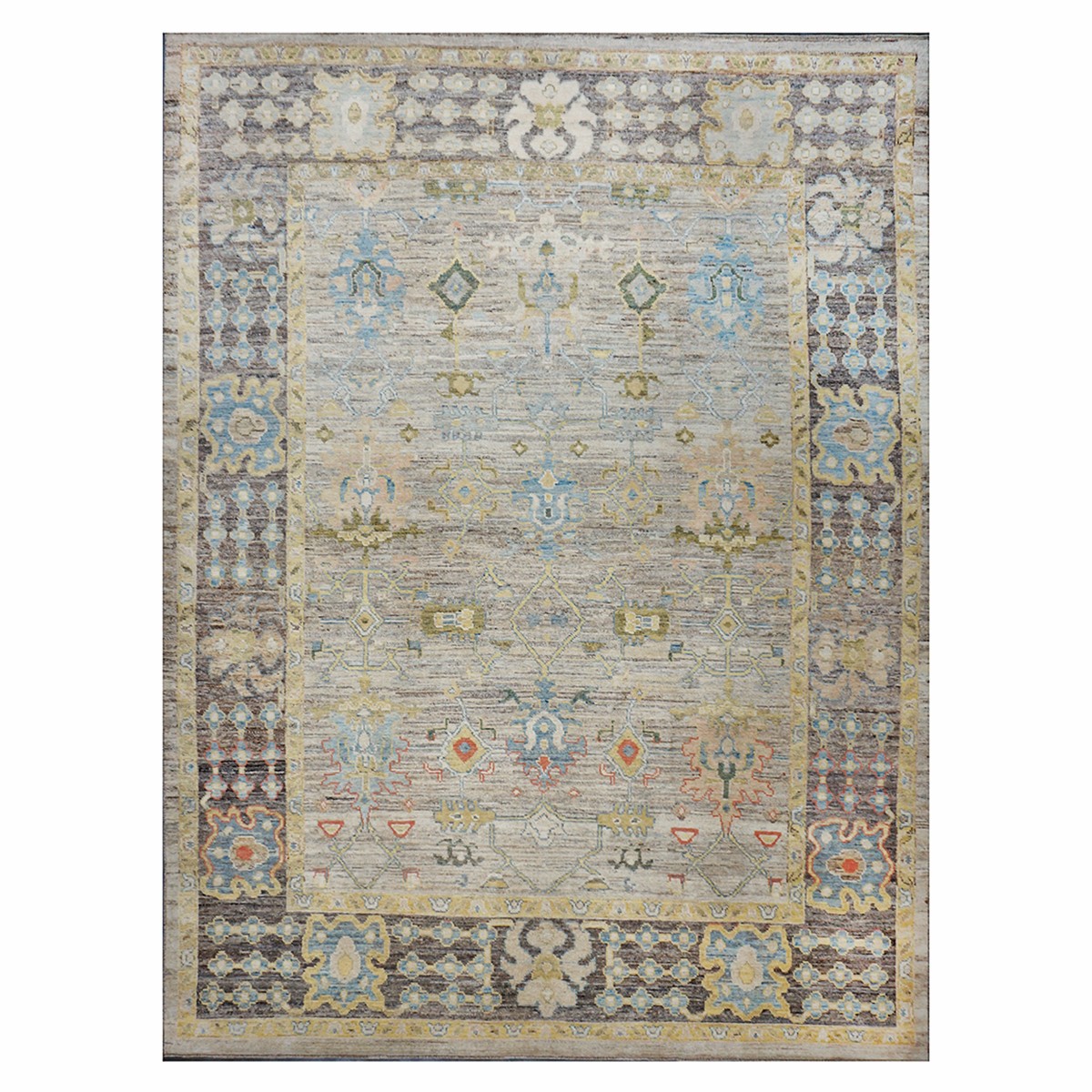 21st Century Turkish Oushak 10X14 Ivory, Slate Blue& Khaki Handmade Area Rug #1144095 image 0