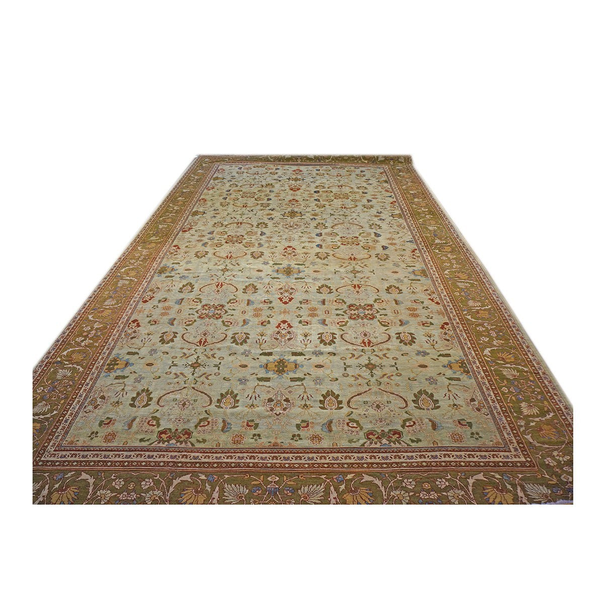 19th Century Antique Sultanabad Soft Green and Blues  Oversized Persian Rug #1140516 image 4