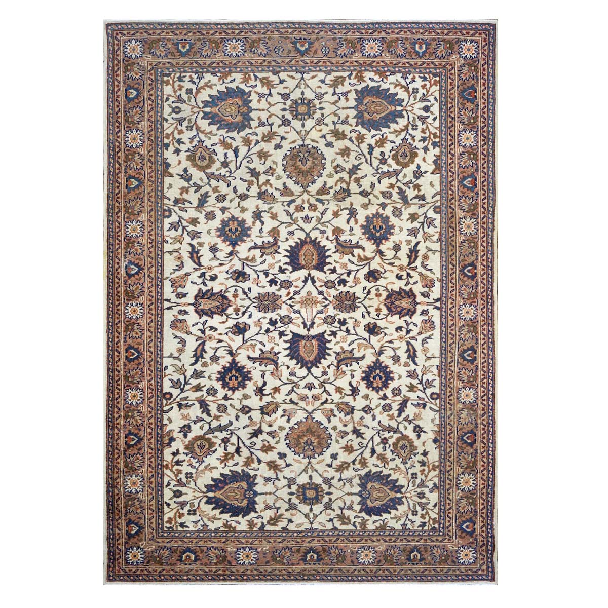 Antique Persian Mahal 7x10 Ivory, Tan, & Blue Handmade Rug #1142818 image 0