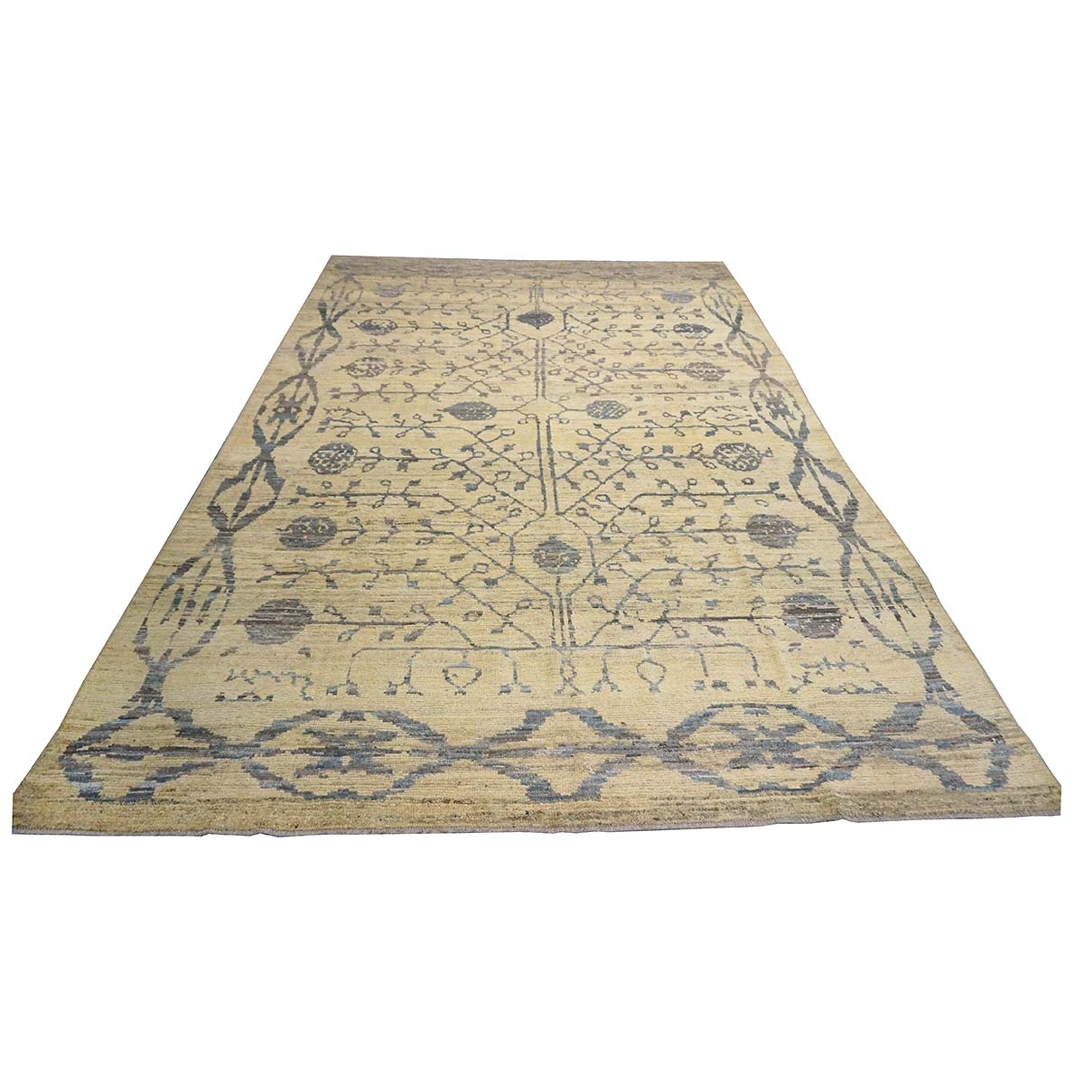 21st Century Turkish Oushak 8x12 Yellow, Blue, & Charcoal Area Rug #1144071 image 4