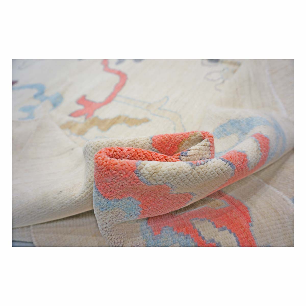 21st Century Turkish Oushak 12X16 Ivory, Orange & Slate Blue Handmade Runner Rug #1144180 image 8