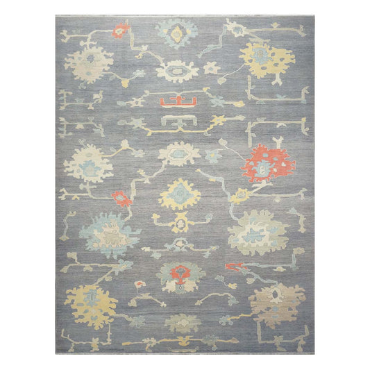 21st Century Turkish Oushak 12X16 Ivory, Orange & Slate Blue Handmade Runner Rug #1144179 image 0