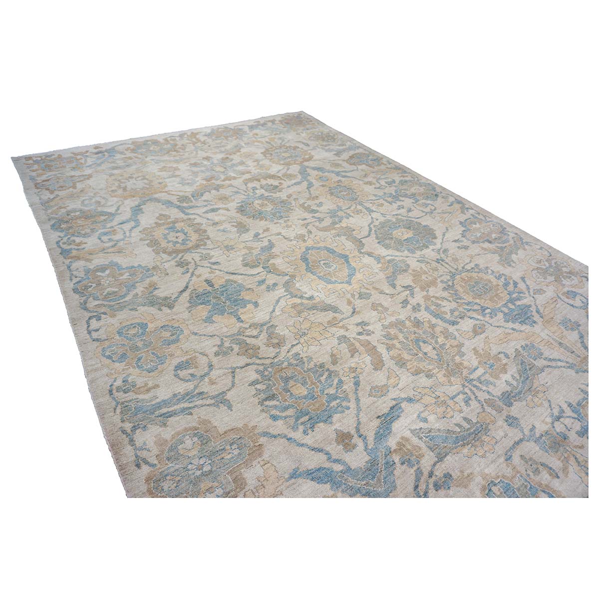 21st Century Persian Sultanabad 10x14 Ivory, Tan & Blue Handmade Area Rug #1141086 image 5
