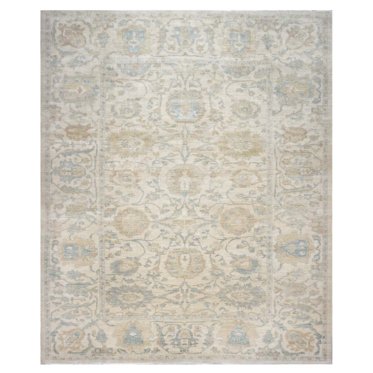 21st Century Persian Sultanabad 12x14 Ivory & Tan Handmade Area Rug #1142482 image 0