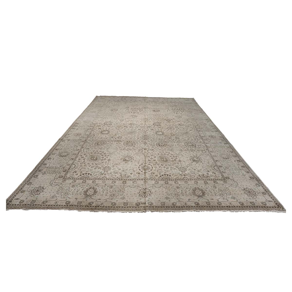 Antique Persian Tabriz 12X19 Bone & Grey Handmade Area Rug #1140574 image 1